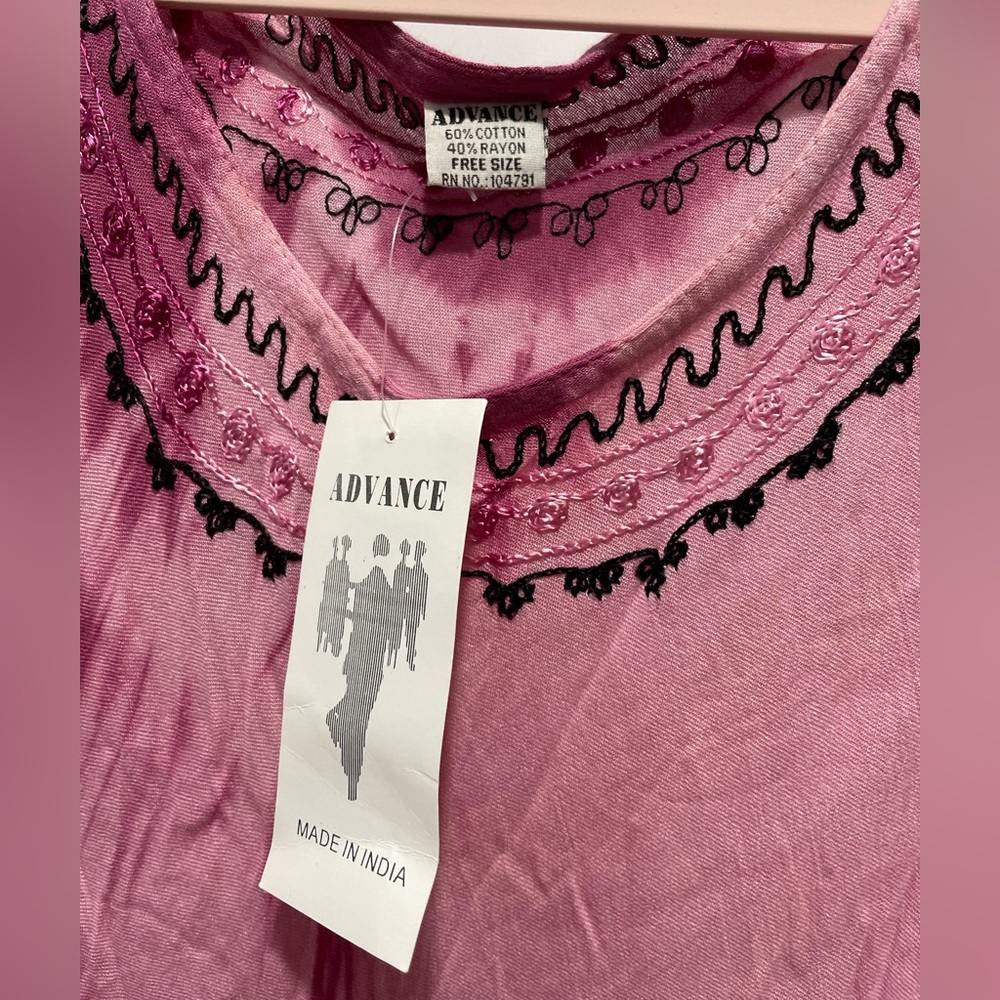 NEW ADVANCE India Bohemian Tie dye Embroidered Dress Free Size One Size - Picture 3 of 5